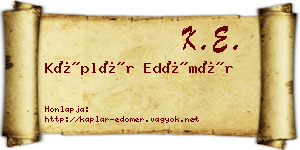 Káplár Edömér névjegykártya